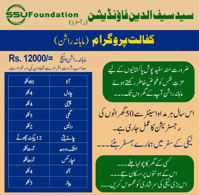SSU Foundation Kifalat Program Monthly Ration